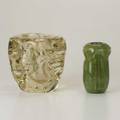 Andre thuret two freeform vessels both thickly walled smaller with green and metallic inclusions france c1930 both signed largest 7 x 7
