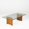 Vladimir kagan selig coffee table usa 1960s walnut chromed steel and glass unmarked 15 x 50 x 25