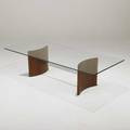 Vladimir kagan selig coffee table usa 1970s walnut chromed steel and glass unmarked 15 x 60 x 25