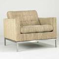 Florence knoll knoll associates club chair usa 1960s matte chromed steel and wool manufacturers labels 30 x 32 x 32