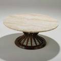 Edward wormley dunbar sheafofwheat coffee table usa 1950s polished travertine maple and brass unmarked 15 12 x 36 dia