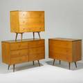 Paul mccobb winchendon planner group three piece dresser suite usa 1950s birch and brass labeled longest 33 12 x 48 x 18 and short 33 12 x 36 x 18