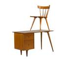 Paul mccobb winchendon planner group desk and chair usa 1950s birch and brass branded larger 29 x 48 x 18 12