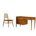 Paul mccobb winchendon planner group desk and chair usa 1950s birch and brass branded larger 29 x 48 x 18 12