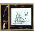 Cat deuter american 20th c mixed media including a print a warrior rest 1983 signed and numbered overall 31 x 39 14
