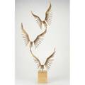 C jere artisan house tall table sculpture with gulls 1977 brass washed metal and granite signed and dated overall 45 x 19 x 5
