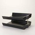 Florence knoll knoll twotier letter tray usa ca1950 ebonized and bent plywood aluminum unmarked 7 x 15 x 11 12