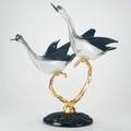 Licio zanetti zanetti murano tall table sculpture with birds italy 1970s cased silver leaf colored glass gilt bronze engraved signature zanetti foil label overall 26 12 x 25 x 11 dia