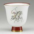 Gio ponti r ginori porcelain coupe transferdecorated with polo players italy 1920s green stamp made in italy  richard ginori  376 5 34 x 5 14