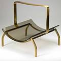 Style of fontana arte brass and smoked glass magazine stand 1950s unmarked 15 x 15 12 x 14 12