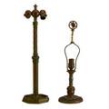 Oscar bach two patinated bronze table lamps new york c1923 marked taller 23 12