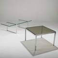 Patrician attr coffee table and sofa table usa 1970s glass and chromed steel unmarked coffee table 17 12 x 60 x 25 12