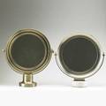 Sergio mazza two tabletop mirrors italy 1960s brushed chrome mirrored glass marble unmarked 21 12 x 18 34 and 20 x 18 12