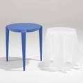Mario bellini heller etc two side tables tavolini molded plastic table and draped acrylic table italy c1999 blue table 18 x 17 dia and white table 17 x 13 dia