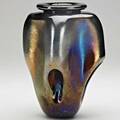 Tom mcglauchlin blown glass vessel ohio 1984 signed and dated 8 x 4 12