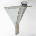 Paula winokur unglazed porcelain sculpture table with bowl series ii philadelphia 1987 signed and dated overall 36 x 27 x 11 bowl 4 x 6