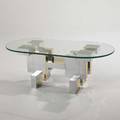 After paul evans cityscape style coffee table usa 1970s chromed steel glass and brass unmarked 15 12 x 42 x 22