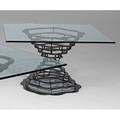 Silas seandel volcano dining table new york 1972 torchcut brushed and welded steel plate glass signed and dated 30 x 52 sq