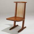 Mira nakashima conoid host chair new hope 2004 special teak and hickory signed and dated with clients name and marked studio 38 x 22 x 24