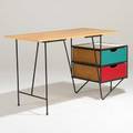 Robin day desk united kingdom 1950s enameled wroughtiron laminate and birch unmarked 29 x 50 x 52