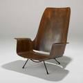Style of luther conover tall back lounge chair usa 1950s molded plywood and painted steel unmarked 38 x 35 12 x 32