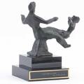 Chaim gross bronze maquette for the sculpture mother playing on black lucite base plaques on either side of base engraved hadassah guardian of the dreammarjorie  drew milstein and mother pl