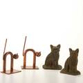 Chase etc two pair cat bookends copper and unmarked pair in patinated bronze chase stamped tallest 7 12
