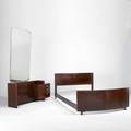 Gilbert rohde herman miller vanity mirror and fullsized bed rosewood brass painted metal and mirror vanity 26 x 56 x 19 and mirror 60 x 30