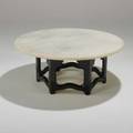 Style of dorothy draper coffee table usa 1940s alabaster and ebonized wood unmarked 15 x 35 12 dia