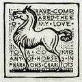 Wharton esherick american 1887  1970 woodblock print from the song of solomon untitled with inscription i have compared thee my love to a company of horses in pharaohs chariots 1920s matted