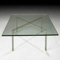 Ludwig mies van der rohe knoll associates barcelona coffee table usa 1960s stainless steel and glass frame stamped kp 17 x 40 sq