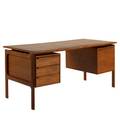 Danish modern teak double pedestal desk 1970s manufacturer label artfurn 28 x 59 x 30