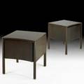 Edmund spence pair of nightstands sweden 1950s stained walnut brass stamped to back 23 x 22 x 20
