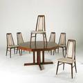 Niels koefoeds koefoeds hornslet extension dining table and six chairs denmark 1970s rosewood and leather two inserts chair 37 12 x 18 34 x 21 table 28 14 x 15 12 sq and each insert