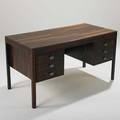 Hp hansen executive desk denmark 1960s rosewood and stainless steel unmarked 29 x 55 x 26 12