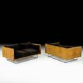 Milo baughman thayer coggin pair of settees usa 1970s olive burl velvet chromed steel unmarked 27 x 58 x 35