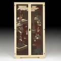 Tommi parzinger parzinger originals custom cabinet usa 1950s reclaimed lacquered wood panels 19th c brass unmarked 71 12 x 38 12 x 19 12