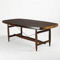 Sergio rodrigues oca stella dining table with integrated leaf brazil 1950s jacaranda brass branded signature 29 12 x 78 x 39  20 leaf
