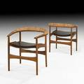 Arne hovmandolsen jutex pair of armchairs denmark 1950s beach cane leather branded 28 12 x 28 x 22 12