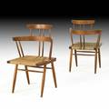 Mira nakashima nakashima studios pair of custom grass seated chairs new hope pa 1994 walnut grass cord both signed and dated 33 12 x 22 12 x 19 12 provenance letter of authentication