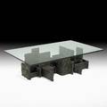 Paul evans directional sculptured metal coffee table usa 1975 bronze composite glass signed pe75 16 12 x 60 x 36