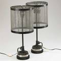 Jason wein cleveland art pair of table lamps fostoria oh 2000s steel mesh enameled metal pipe steel brass two sockets stamped dr gart 21 12 x 9