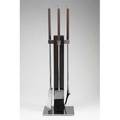 Alessandro albrizzi set of fireplace tools italy 1970s rosewood chromed metal unsigned stand 25 x 10 x 8 12