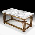 Gilbert poillerat coffee table france 1940s gilt iron marble unmarked 20 12 x 43 x 23