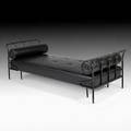 Jacques adnet daybed france 1940s stitched leather brass unmarked 26 12 x 86 x 34 12