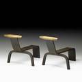 Style of donald deskey pair of andirons usa 1930s bronze enameled iron unmarked 12 x 19 x 11 12