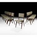Carlo de carli singer and sons twelve dining chairs italy 1950s unmarked canvas walnut 34 x 17 x 20