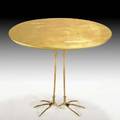 Meret oppenheim simon internationaldino gavina traccia table ultramobile collection italy 1970s gold leaf wood cast bronze manufacturers label 25 x 26 34 x 20 34 provenance private