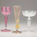 Lino tagliapietra b 1934 three glass goblets ca 199495 all signed and dated 7 8 14 and 9 provenance william traver gallery seattle and savage fine art gallery portland