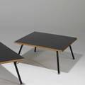 Charlotte perriand low table france 1960s laminate plywood enameled metal rubber unmarked 13 12 x 27 sq